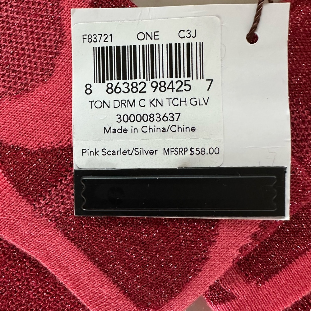 Coach Red and Silver Knit Gloves - Picture 3 of 5